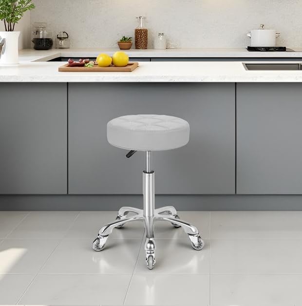 Taburete giratorio ajustable, taburetes hidráulicos de metal rodante resistente para cocina, peluquería, peluquería, peluquería, spa, bar, oficina, masaje, garaje, altura de mostrador 2