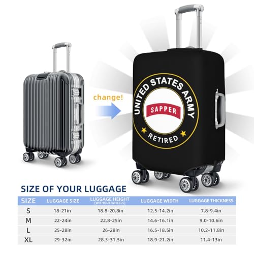 Us Army Sapper Retired Protect Your Luggage in Style with Our Suitcase Cover - Ideal for Travelers and Business Trips! Medium3