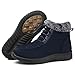 SHIBEVER Winter Boots for Women Snow: Fur Lined Warm Ankle Boots - Cold Weather Water Resistant Outdoor Zipper Snow Shoes Blue Size 8.5