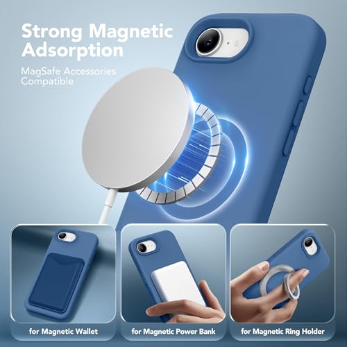 Image of Magnetic for iPhone 17e /iPhone 16e Case, Compatible with MagSafe, [Soft Anti-Scratch Microfiber Lining] Slim Silicone Shockproof Protective Phone Case for iPhone 17e /16e 6.1 inch, Lake Blue