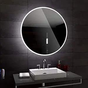 MIRROR WORLD led Round Mirror Glass for Bathroom Wall - Decorative Interior Decor Mirror for Bedroom, Living Room, Hallway, Makeup Room and Wash Basin Mirror and Round shape-15x15.