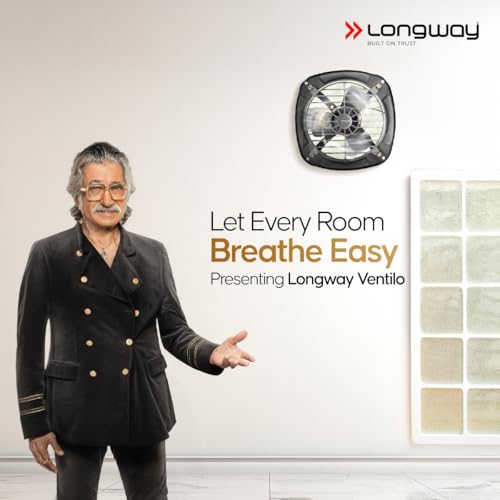 Image of LONGWAY Ventilo 9 Inch /230 mm Energy Efficient Exhaust Fan | High Speed Powerful Motor | Low Noise Operation & Easy to Clean | Suitable for Bathroom, Kitchen, Office | 2 Years Warranty (Marble Black)