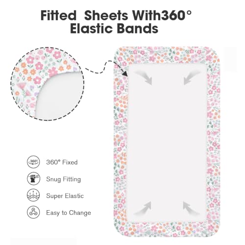 Image of Bimocosy Crib Sheets 4 Pack, Baby Crib Sheets Fitted for Boys and Girls Breathable & Snug Fit, Soft Toddler Bed Sheets for Standard Crib Mattress Nursery Daycare Essentials, Bows
