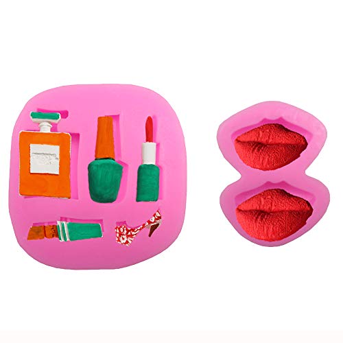 Perfume Nail Polish Lipstick High Heel Fondant Baking Mold Lips Jelly Pudding Candy Making Silicone Mold For Cake Decorating Tool Chocolate Cookie Dessert Cupcake Topper #TOP5