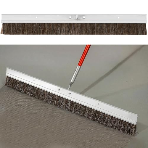 Hushee Aluminum Backed Concrete Broom Concrete Broom Finishing with Clevis Handle Bracket 36-inch for Driveways Sidewalks Wet Concretes(Mixed Hair)
