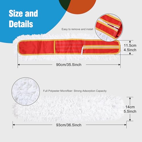 Image of 36 inch Microfiber Mop Pads 2 Pieces Just Fit CLEANHOME Industrial Dust Mop: B08R3F1ZZM,Red | Just Fit CLEANHOME Industrial Dust Mop: B08R3F1ZZM,B0GL7WQZBY,B0GL7R3KKP,B08R3H69ZB