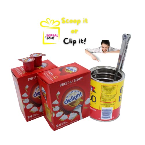 International Delight Sweet Cream Singles Two Pack With The Sopsal Zone Stainless Steel Scoop And Clipper #TOP2