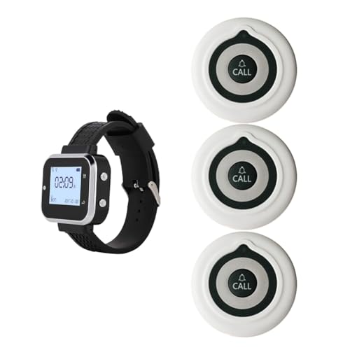 Système d'appel sans fil contre l'attente en salle avec montre et 3 boutons d'appel