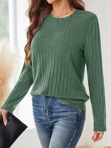 Women's Crewneck Sweaters 2025 Fall Fashion Casual Long Sleeve Pullover Knitwear for Daily Outfits3