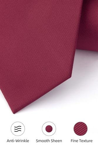 Image of HISDERN Mens Ties Solid Color Ties for Men Formal Necktie with Pocket Square Set Satin Silk Neck Tie Handkerchiefs Set