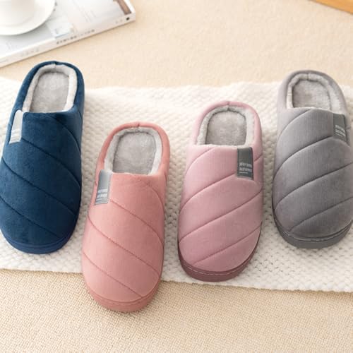 Premium Comfort Cotton Thermal Stripes Non Slip Women's Fuzzy House Slippers Indoor Soft Warm Home Furry Shoes2