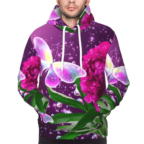 Sweat à capuche violet EdWal à imprimé floral papillon pour homme élégant