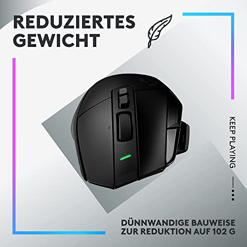 Logitech G502 X LIGHTSPEED Kabellose Gaming-Maus - Optische Maus mit optisch-mechanischen LIGHTFORCE Hybridschaltern, HERO 25K Gaming-Sensor, Kompatibel mit PC - macOS/Windows - Schwarz