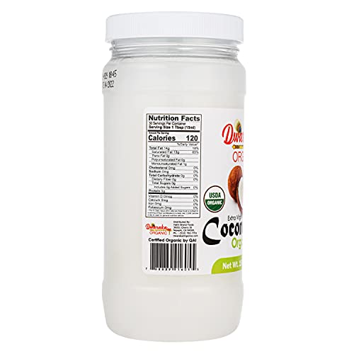 Dwaraka Organic - Extra Virgin Coconut Oil, 15 Fl Oz, Healthy, Organic, Non Gmo, All Natural #TOP1
