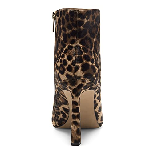 Women Sexy Animal Print Stilettos Booties, Square Closed Toe High Heel Ankle Boots, Elegant Leopard Side Zipper Short Boots, Mid Calf Vintage Party Shoes for Ladies, Full Size 4-16 M US4