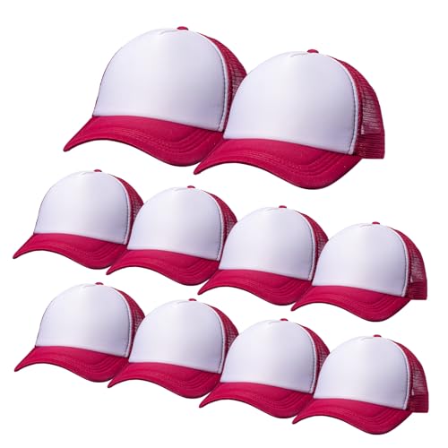 Image of 10 Pack Of Blank Trucker Hat Bulk Mesh Cap Men And Women Baseball Cap Diy Graffiti Hot Stamping Duck Tongue Cap