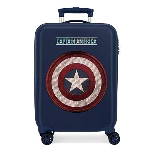 Marvel Los Vengadores Captain America Maleta de Cabina Azul 38x55x20 cms Rígida ABS Cierre combinación 34L 2,6Kgs 4 Ruedas Dobles Equipaje de Mano