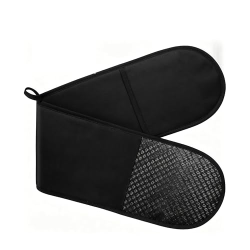 Navani Double Oven Gloves, 250°C Heat Resistant BBQ Mittens with Non-Slip Silicone Grip, 84 x 18cm Extra Long Cotton Oven Mitts for Outdoot or indoor Cooking, Baking & Grilling, Machine Washable