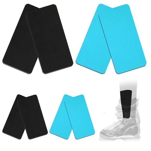 Bylion 4 Pairs Snowboard Shin Pads Guards Protector Foam Pads for Sports Ski, Shin Pads Foam Padded Ski Boot Liner, Leg and Foot Friction Shin Bang Protection for Skiing Snowboarding