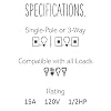 Legrand adorne 15A Touchless Wave Switch with Matching Wall Plate (Graphite Finish), ASWV1532G2