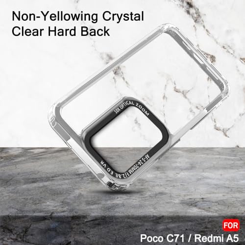 Image of TheGiftKart Hybrid Shockproof Back Cover Case for Poco C71 / Redmi A5 | Stylish Camera Border | Electroplated Buttons | Crystal Clear Hard Back Cover Case (TPU & PC, Transparent Bumper)