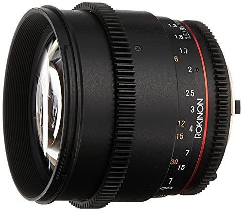 Rokinon CV85M-N 85mm t/1.5 Aspherical Lens for Nikon with De-Clicked Aperture and Follow Focus Compatibility Fixed Lens