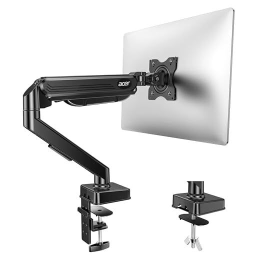 Acer Single Monitor Mount, Fully Adjustable Monitor Arm Fits 17 to 34 Inch Screens, Gas Spring VESA Mount with C-Clamp & Grommet Base, Computer Desk Arm with Tilt Swivel Rotate Supports 4.4-19.8 lbs
