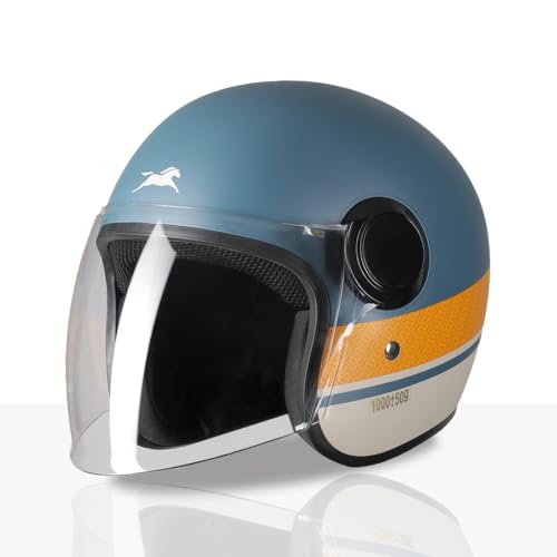Image of TVS Silk Route Helmet for Men & Women | Vintage Open Face Helmet with Clear Visor | ISI & DOT Certified | ABS Shell | EPS Liner | Retro Stylish for City & Highway Riding