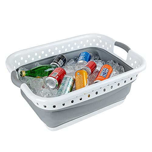 Restaurantware RW Base 24 x 17.3 x 9.8 Inch Collapsible Container 1 Durable Storage Container - Built-In Handles Gray Plastic Household Organizer With Handles Collapsible For Home Purpose And More by Restaurantware - Used condition - US$14.84