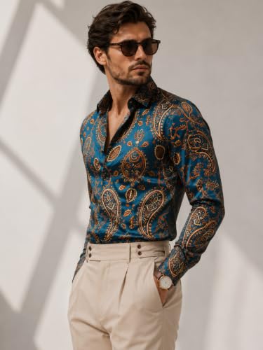 Image of Foomer Green Paisley Printed Opaque Party Shirts