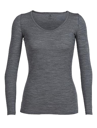 Icebreaker Merinowolle Damen Unterwäsche - Siren Langarmshirt Sweetheart | Pullover | Longsleeve | Funktionsshirt Langarm | Longshirt | Merino Pullover - Gritstone Heather, M