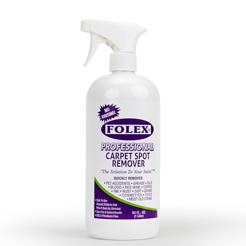 FOLEX Professional 34 oz Carpet Cleaner Spray, Spot Cleaner for Carpet and Upholstery, Rug Cleaner, Car Carpet Cleaner, Pet Stain Carpet Cleaner, Carpet Spot Remover.