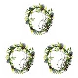 3 piezas de corona de pelo de rosas de seda, corona de hojas, diadema for festival, tocado for boda, bosque, Navidad, corona de piña, corona de boda, girasol falso, crisantemo, balneario con cuentas/4
