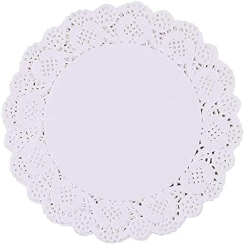 YKKJ Napperons Dentelle,Napperons Jetables en Papier 100 Pièces Dentelle Blanc du Papier Napperon Gâteau d'emballage Tapis de Papier pour Décorations de Mariage de Fête 4.5Inch