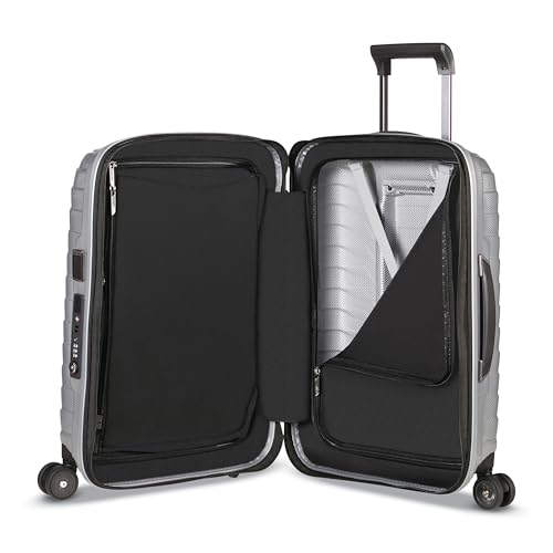 Image of Samsonite Proxis Global Carry-On Hardside Luggage with Dual Spinner Wheels, Airline Approved - Innovative Roxkin Lightweight Shell With Ultimate Durability- TSA Lock, Telescopic Handle - Silver