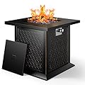 Ciays 28" Propane Fire Pit Table with 50,000 BTU Output, Outdoor Gas Fire Pit Table CSA-Certified for Outside Patio with Glass Rocks and Removable Lid, Extra-Wide Anti-Tip Base for Child & Pet Safe