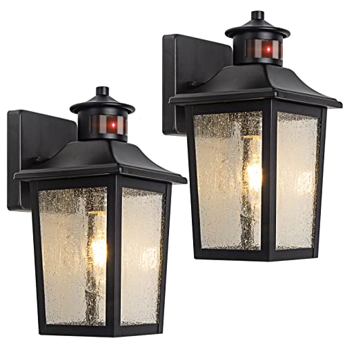 Image of FILIYANO Motion Sensor Outdoor Wall Lights, Black, Dusk to Dawn, 2 Pack
