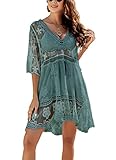 Jeasona Swimsuit Coverups for Women Lace Beach Cover Up Bathing Suit Swim Dress (Green)
