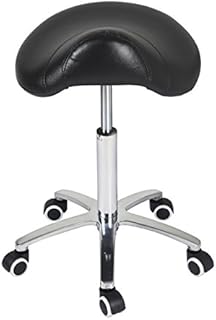 Antlu Saddle Stool Massage Rolling Work Chair For Beauty Salon Kitchen Spa,Adjustable Hydraulic Stool on Wheels (Black, without Backrest)