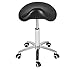 Sattelhocker Rollhocker mit Rollen höhenverstellbarer Drehhocker Arbeitshocker Küchenhocker, Hocker für Büro Salon Massage Spa (Schwarz, ohne Rückenlehne)