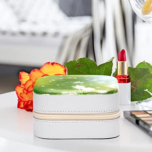 Boîte de rangement à bijoux cuir synthétique vert, mini coffret de voyage - 7