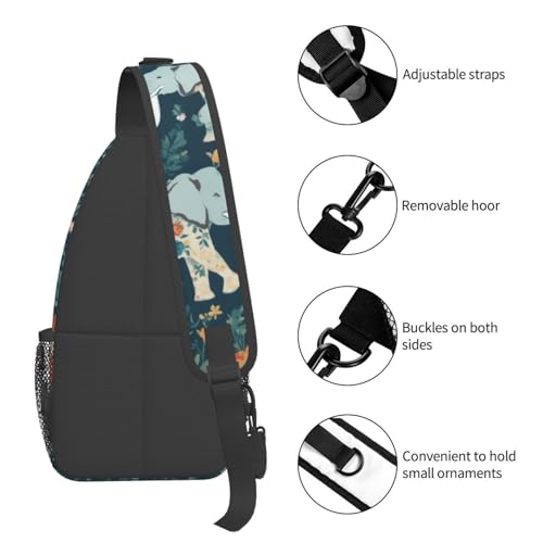 Bolso bandolera unisex con patrón floral y elefante miniatura 5