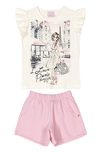 Conjunto Infantil Blusa E Shorts Infantil, Quimby, Meninas, Natural, 08