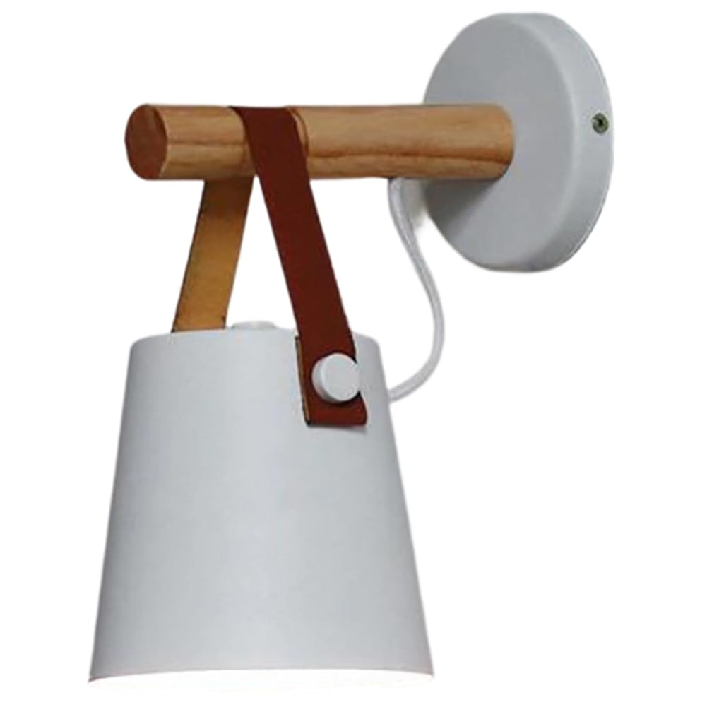 IJSDNVJNDX Modern LED Wall Lamp Bedroom Bedside Living Room Nordic Belt Wooden Wall Lamp Black White White