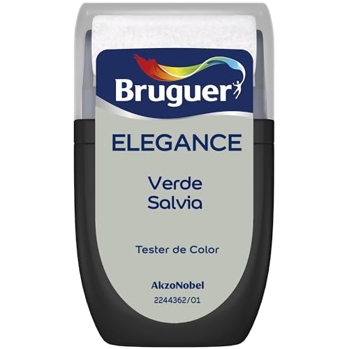 BRUGUER Elegance Pintura Monocapa Extra Mate para Paredes y Techos, Interior y Exterior protegidos, Ultra Lavable, Resistente al Desgaste y Manchas, Con conservante Antimoho, Verde Salvia 30 ml