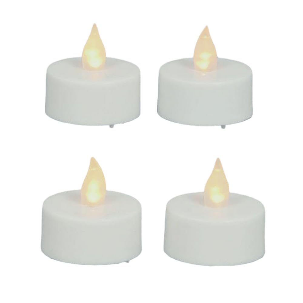 Premier White Flickering 4 Battery Tea Light Candles
