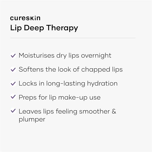 Image of Cureskin Lip Deep Therapy Lip Mask | Moisturizing Lip Treatment with Vitamin C + Shea Butter for Soft Hydrated Lips | Overnight Repair | Lip Balm For Dry Chapped Lips | Lasting Hydration, 10 g (Pack of 1)