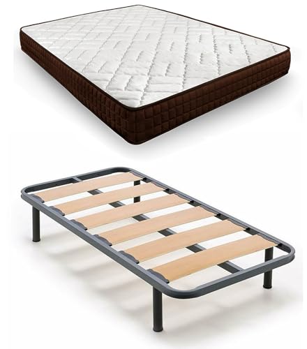 HOGAR24 ES | Cama Completa |Somier Lama Ancha + Colchón Dream Flex 13 | Incluye Juego de Patas Roscadas de 25 cm | Medidas: 105x190 cm
