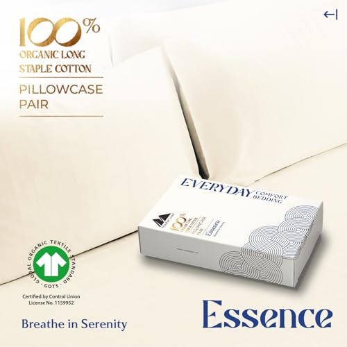 Image of Mayfair Linen Organic Cotton Queen Pillow Cases Set of 2 (21 inch x 32 inch), Ivory