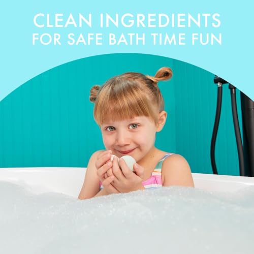 Image of Dabble & Dollop Mini Bath Bombs, Sweet Treat Scents - Natural Origin, Mixable Scents, Clean Ingredients, No Synthetic Dyes, Toddler & Kids Bath Bombs in Resealable Pouches (Set of 24)